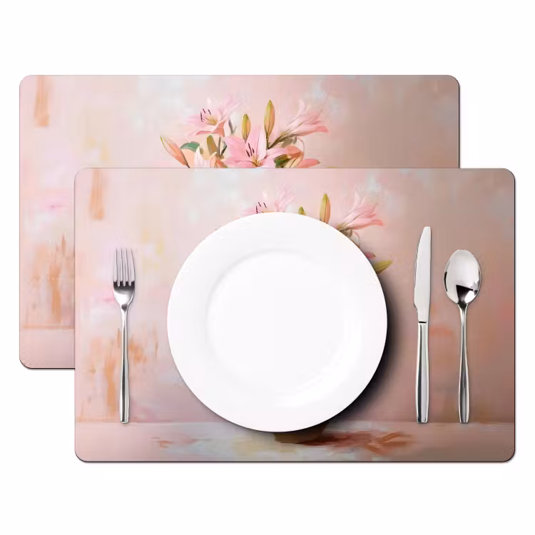 Placemat vinyl - Vaas - Bloemen - Roze — 2