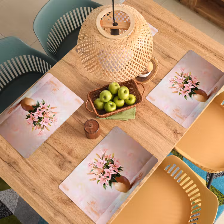 Placemat vinyl - Vaas - Bloemen - Roze — 3