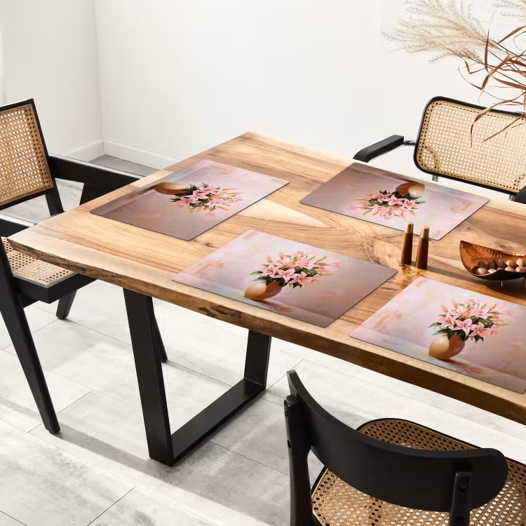 Placemat vinyl - Vaas - Bloemen - Roze — 4