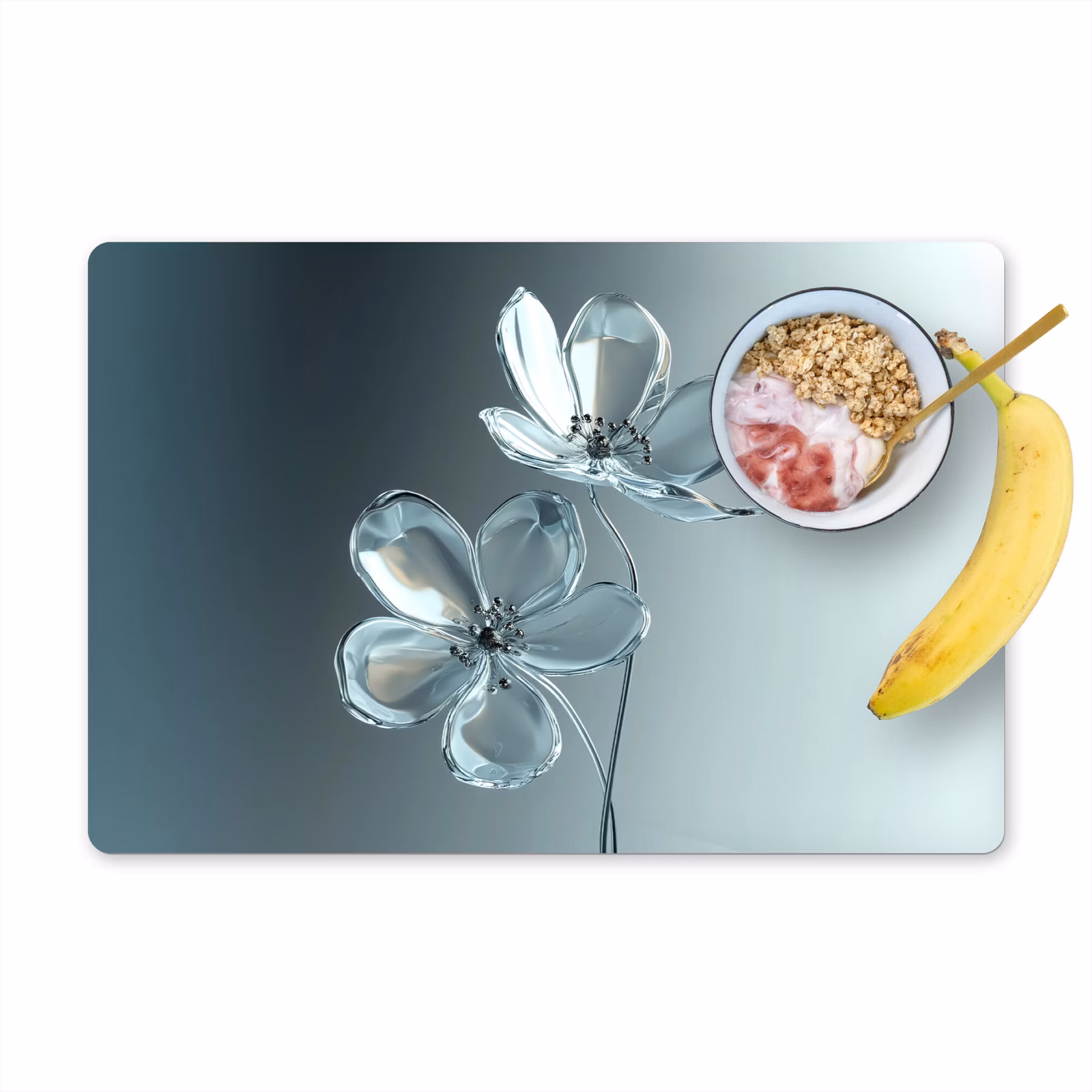 Placemat vinyl - Kristal - Bloemen - Grijs — 1