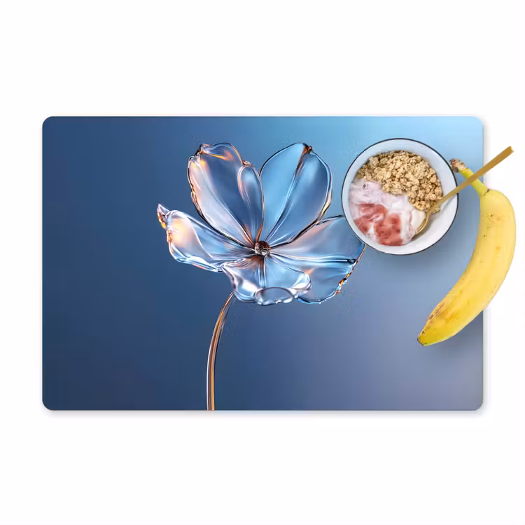 Placemat vinyl - Blauw - Bloem - Glazen - Sierlijk — 1