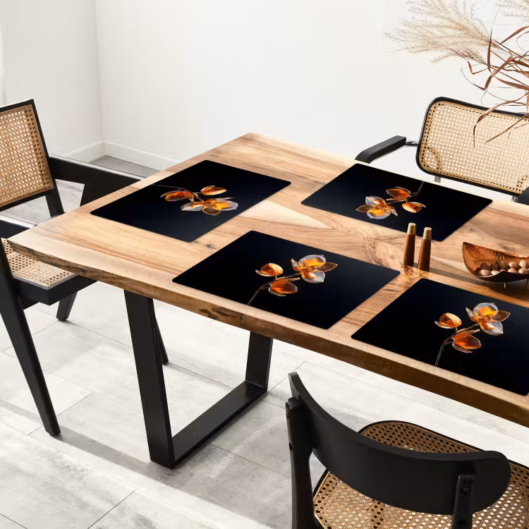 Placemat vinyl - Bloem - Orchidee - Oranje — 4