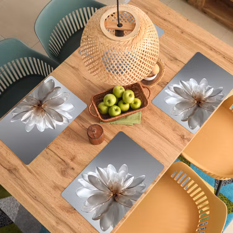 Placemat vinyl - Bloem - Wit - Neutraal — 3