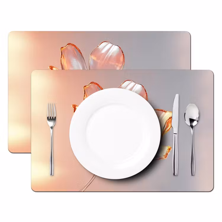 Placemat vinyl - Glazen - Bloem - Roze — 2