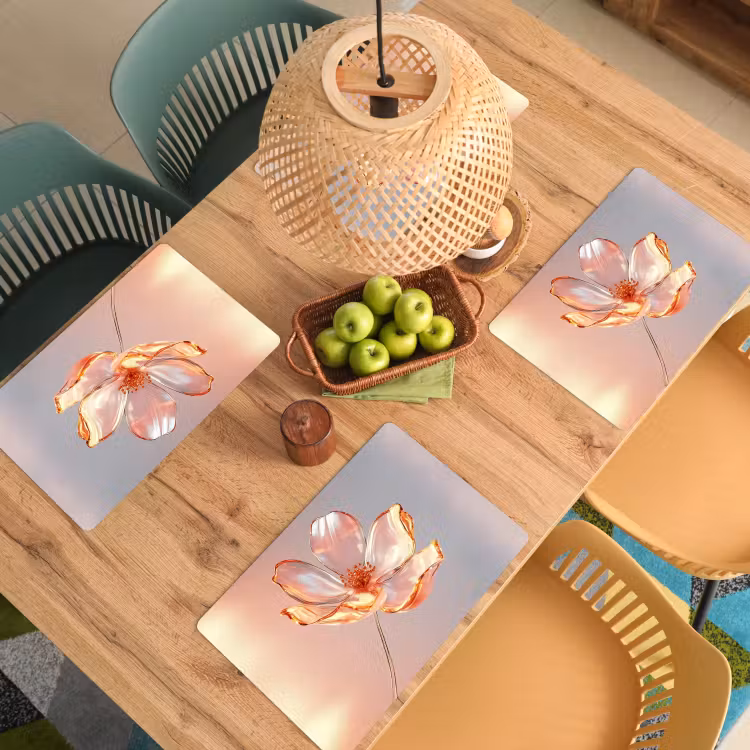 Placemat vinyl - Glazen - Bloem - Roze — 3