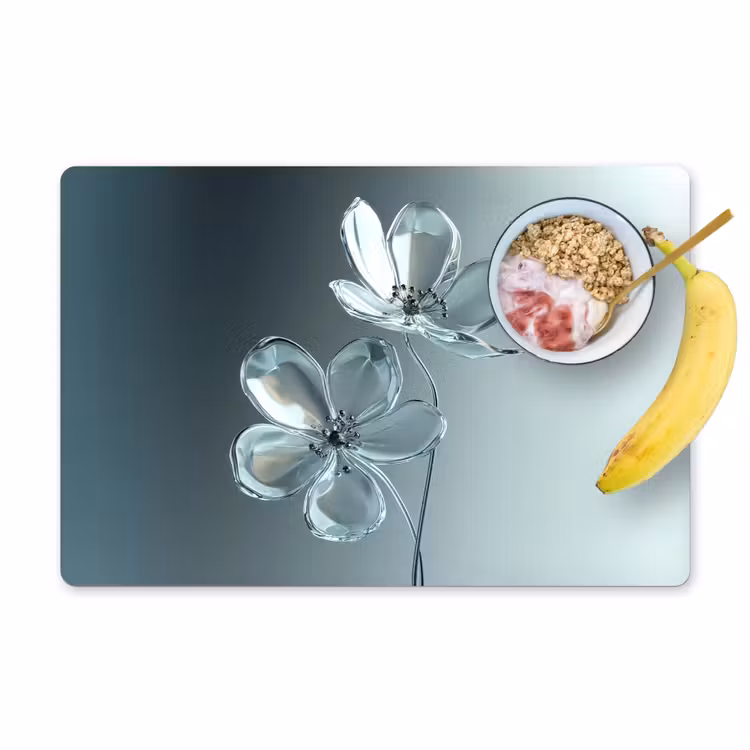 Placemat vinyl - Kristal - Bloemen - Grijs — 1