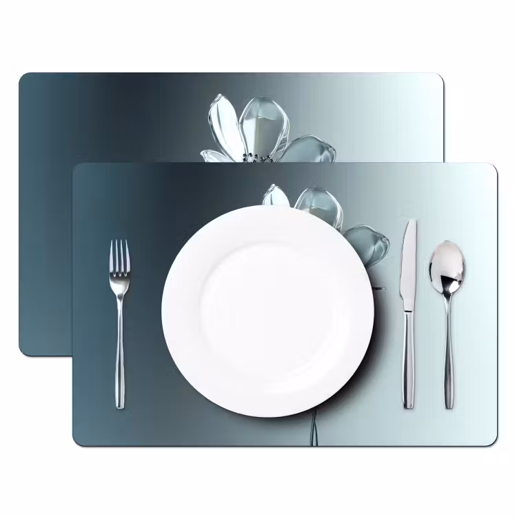 Placemat vinyl - Kristal - Bloemen - Grijs — 2