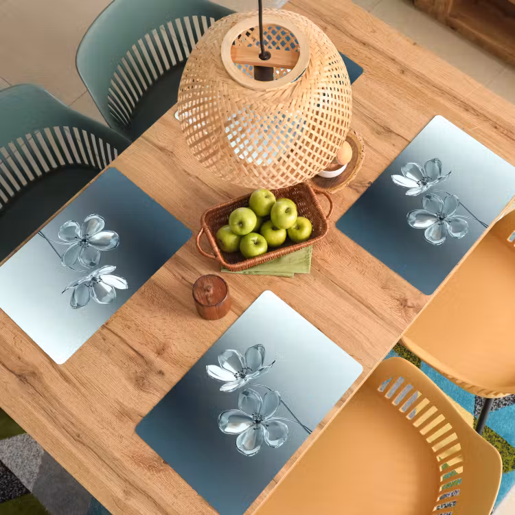 Placemat vinyl - Kristal - Bloemen - Grijs — 3
