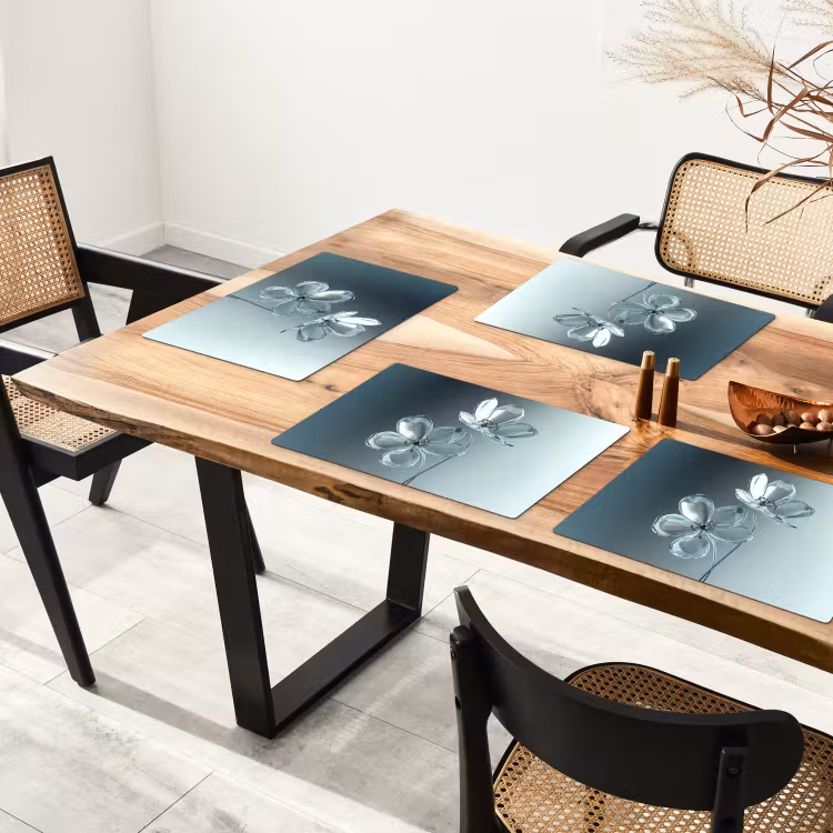 Placemat vinyl - Kristal - Bloemen - Grijs — 4