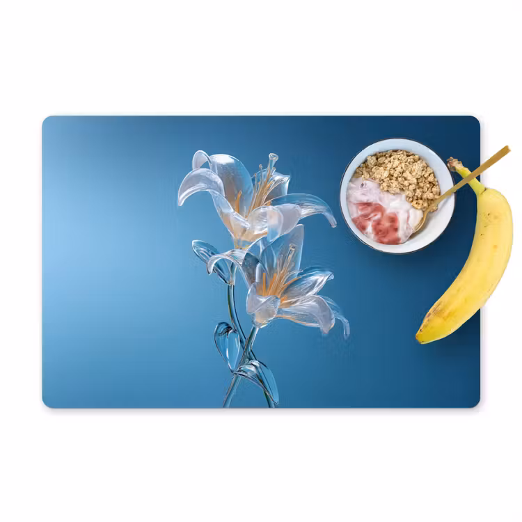 Placemat vinyl - Lelies - Blauw - Glazen — 1