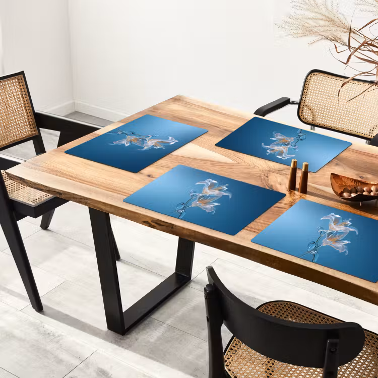 Placemat vinyl - Lelies - Blauw - Glazen — 4