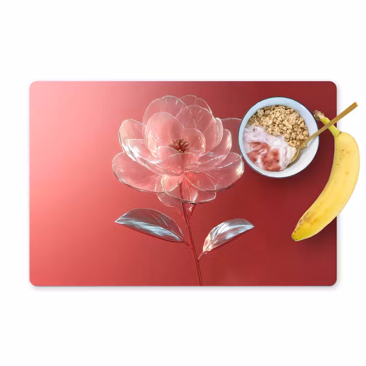 Placemat vinyl - Sierlijk - Bloem - Roze - Glazen — 1