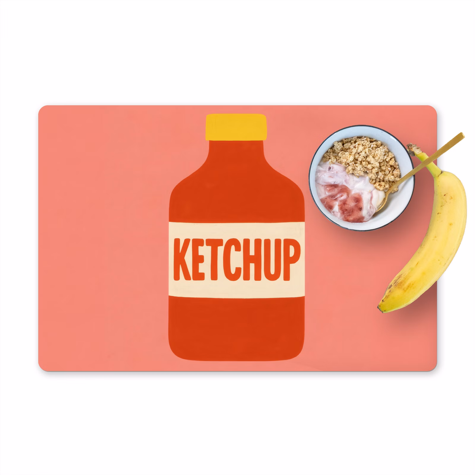 Placemat vinyl - Ketchup - Fles - Rood - Minimalistisch — 1