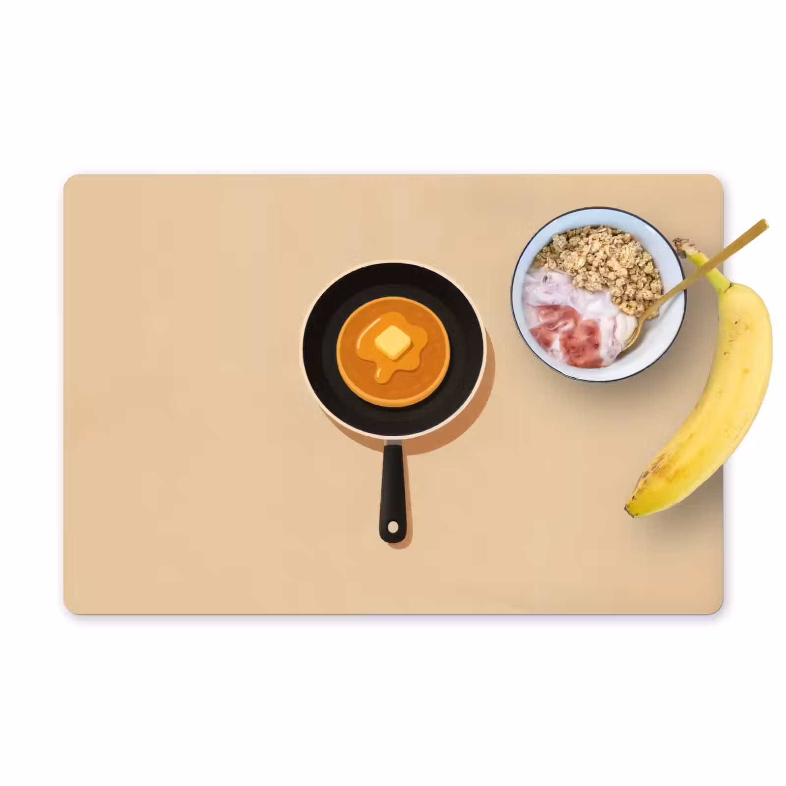 Placemat vinyl - Pannenkoek - Koekenpan - Boter - Minimalistisch — 1