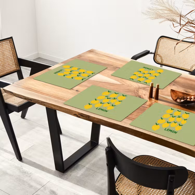 Placemat vinyl - Citroenen - Blaadjes - Geel - Patroon — 4