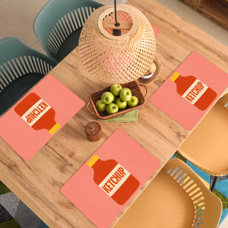Placemat vinyl - Ketchup - Fles - Rood - Minimalistisch — 3