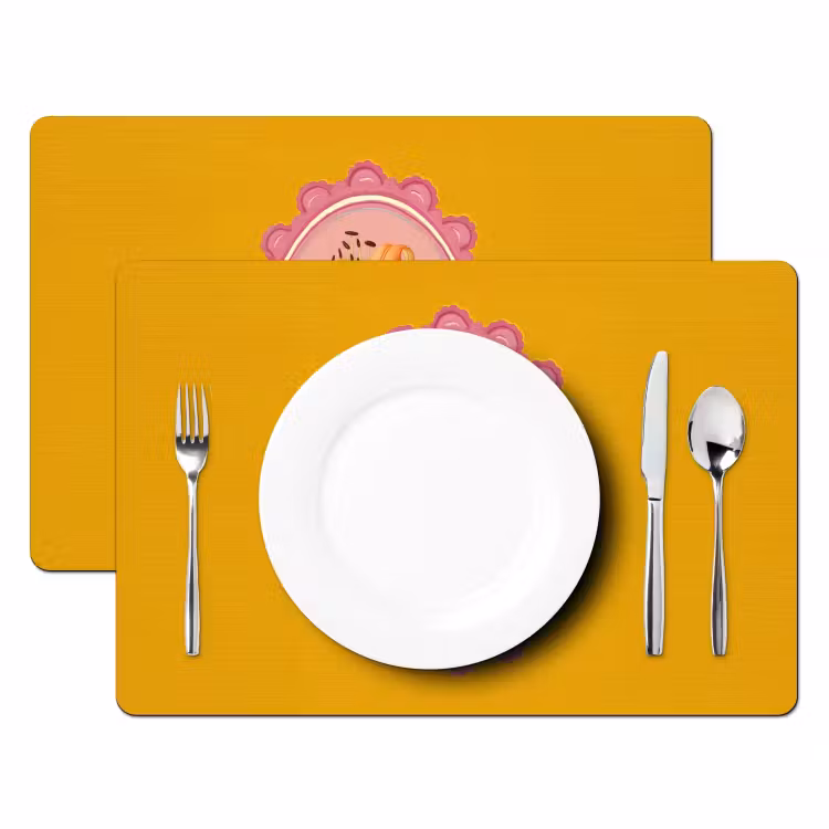 Placemat vinyl - Lelie - Oranje - Lijst - Ovaal — 2