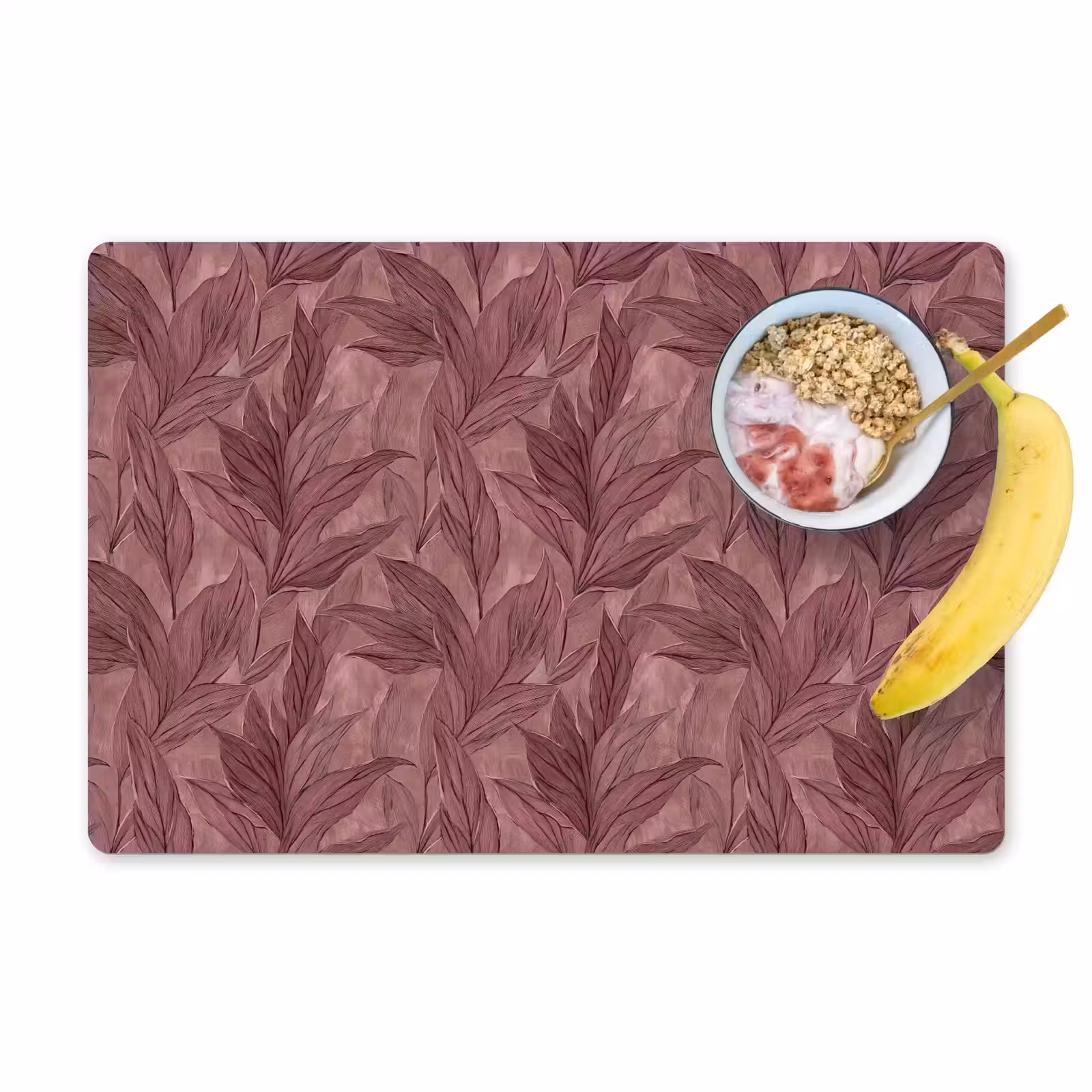 Placemat - 6 stuks - Bladeren - Patroon - Paars — 1