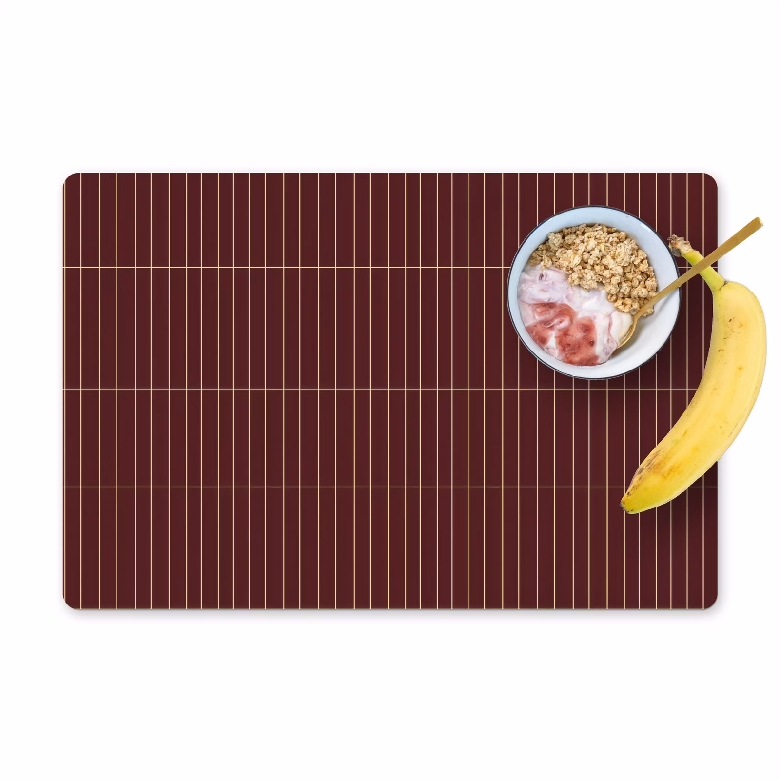 Placemat - 6 stuks - Lijnen - Patroon - Bordeaux — 1