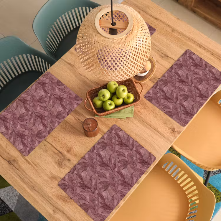Placemat - 6 stuks - Bladeren - Patroon - Paars — 3