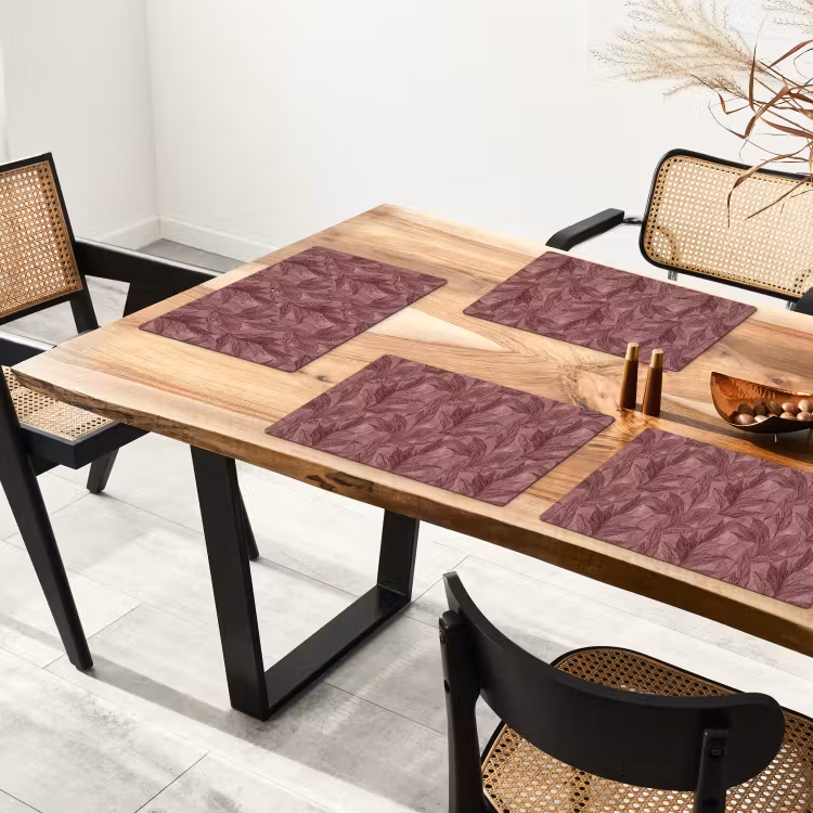 Placemat - 6 stuks - Bladeren - Patroon - Paars — 4