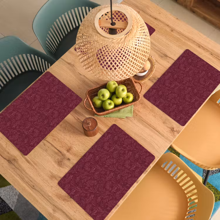 Placemat - 6 stuks - Bladeren - Patroon - Paars — 3
