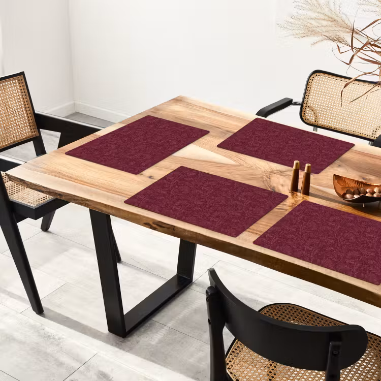 Placemat - 6 stuks - Bladeren - Patroon - Paars — 4