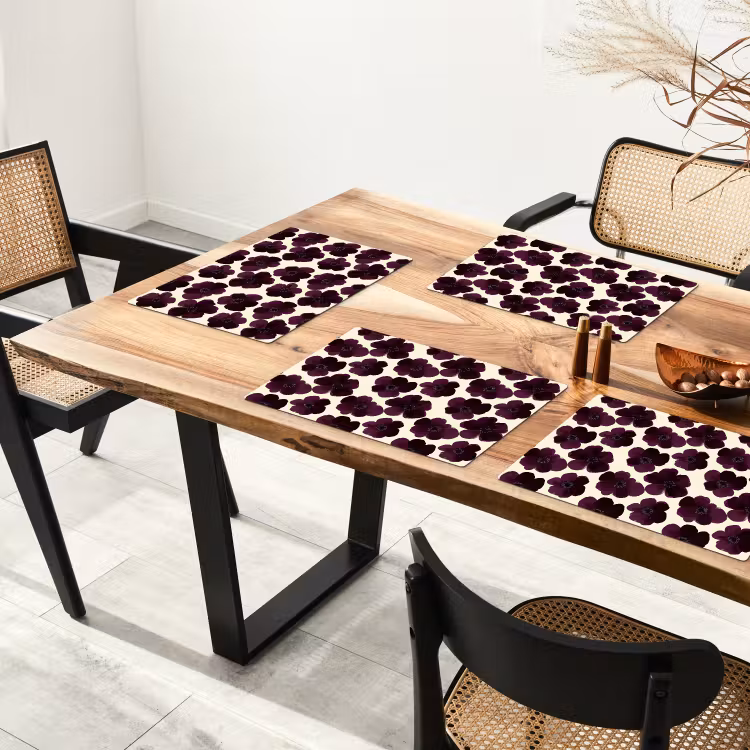 Placemat - 6 stuks - Bloemen - Aquarel - Paars — 4
