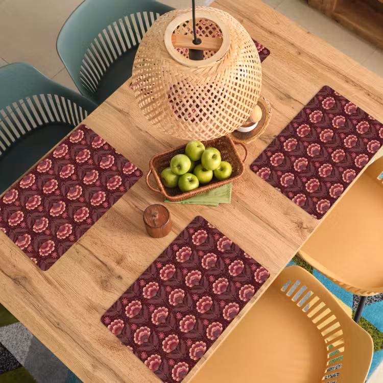 Placemat - 6 stuks - Bloemen - Waaier - Paars — 3