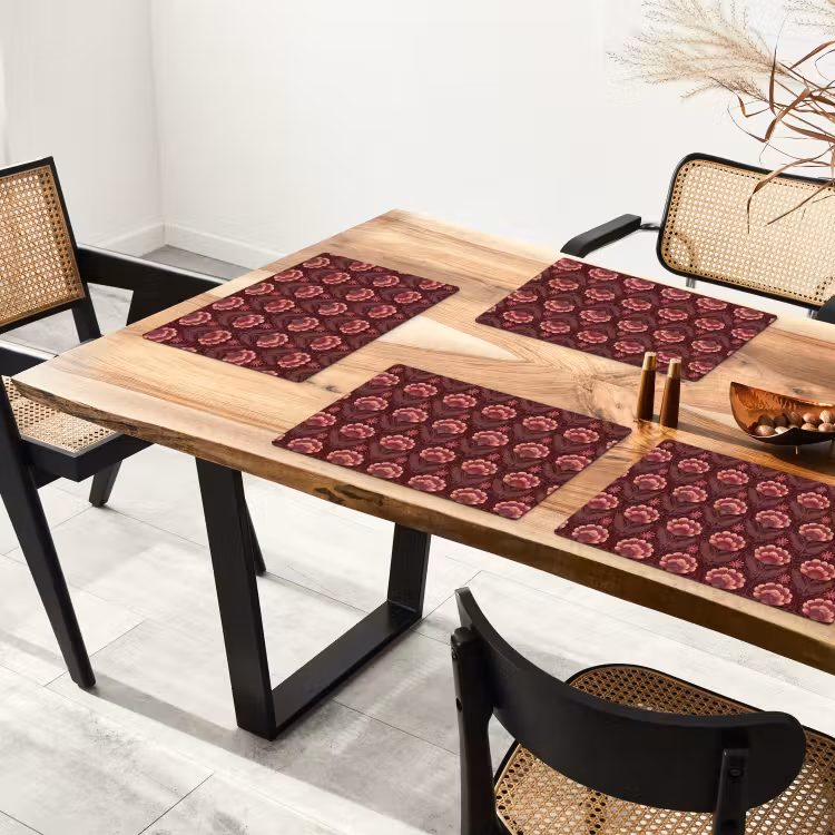 Placemat - 6 stuks - Bloemen - Waaier - Paars — 4