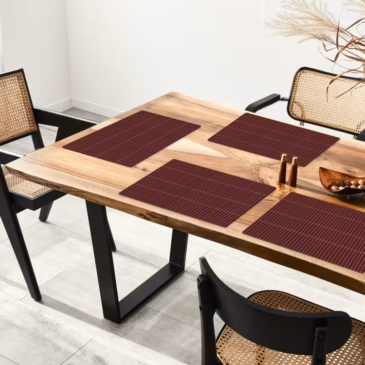 Placemat - 6 stuks - Lijnen - Patroon - Bordeaux — 4