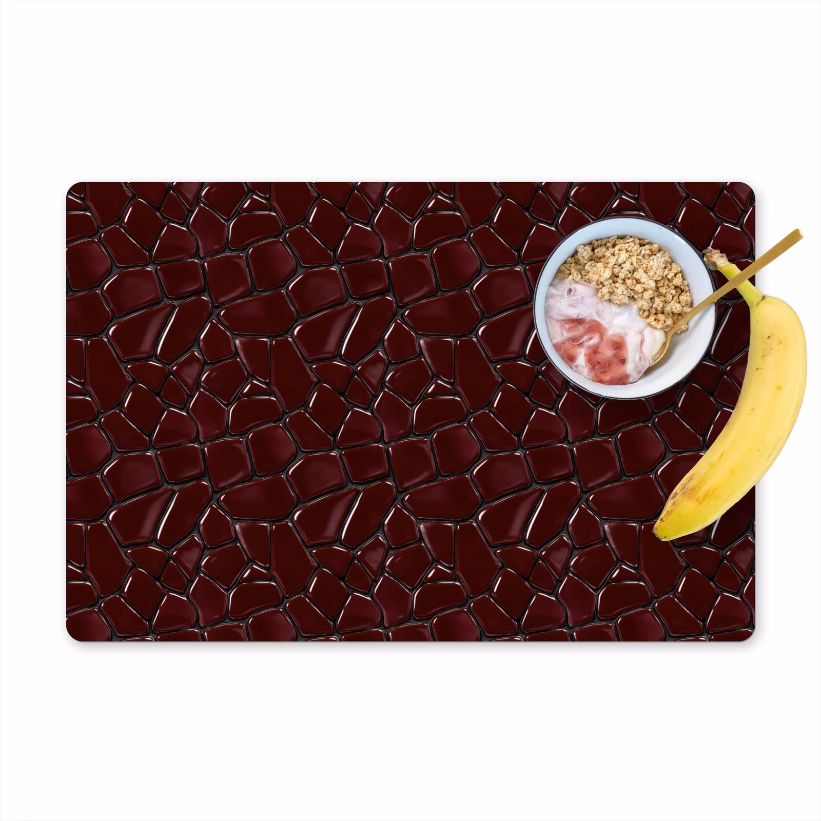 Placemat - 6 stuks - Mozaïek - Tegel - Bordeauxrood — 1