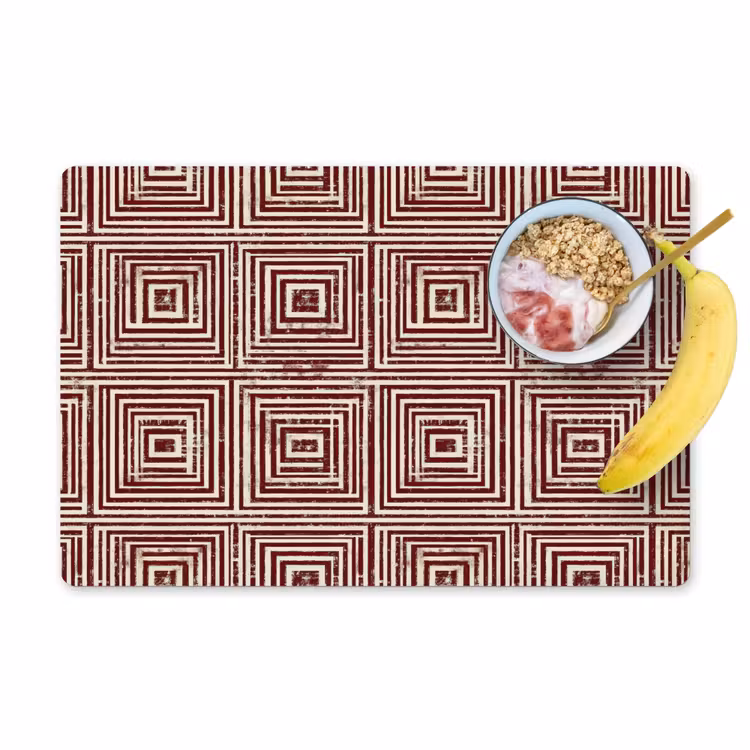 Placemat - 6 stuks - Geometrisch - Patroon - Rood — 1