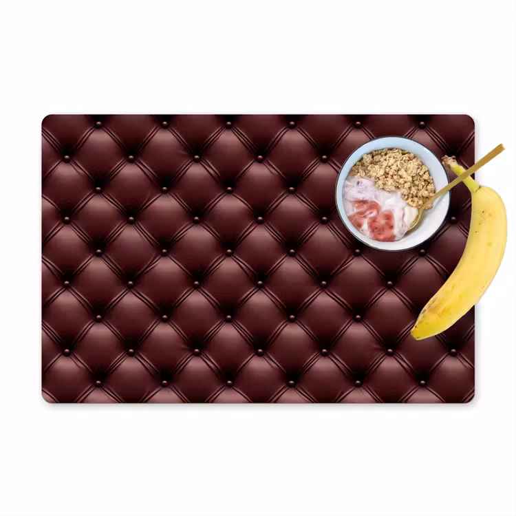 Placemat - 6 stuks - Leer - Patroon - Bordeaux — 1