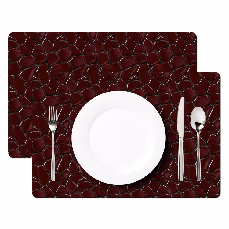 Placemat - 6 stuks - Mozaïek - Tegel - Bordeauxrood — 2