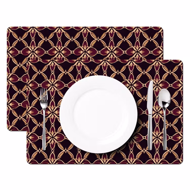 Placemat - 6 stuks - Symmetrisch - Tegel - Burgundy — 2