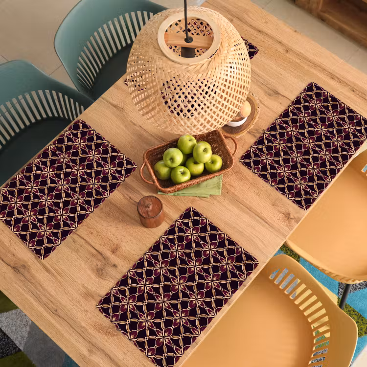 Placemat - 6 stuks - Symmetrisch - Tegel - Burgundy — 3