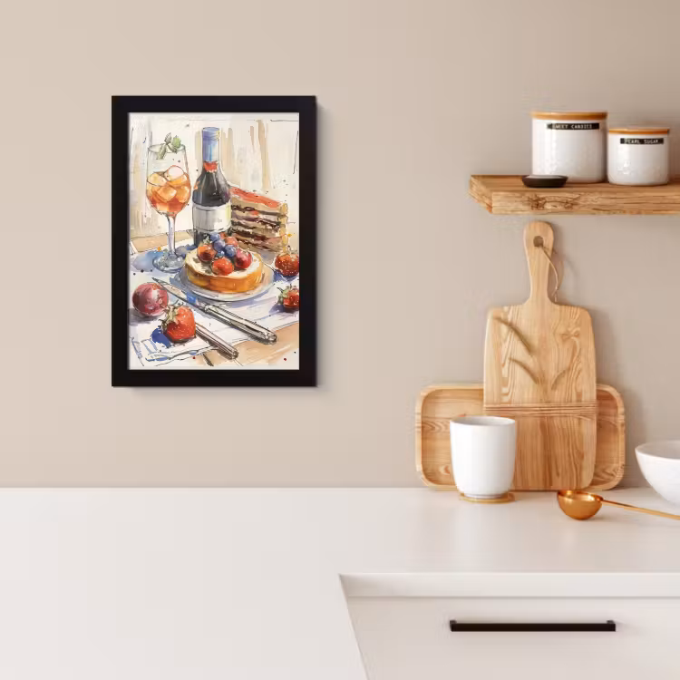 Poster met lijst - Proeverij in Aquarel — 2