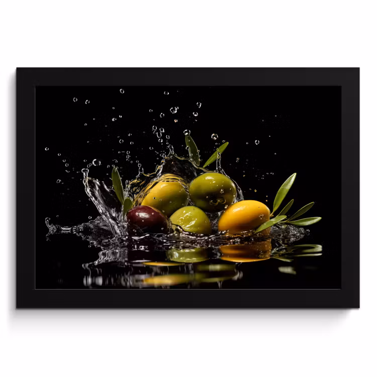 Poster met lijst - Olijven - Groen - Water - Zwart — 1