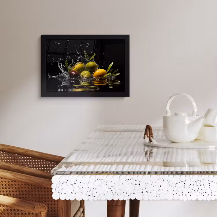 Poster met lijst - Olijven - Groen - Water - Zwart — 2