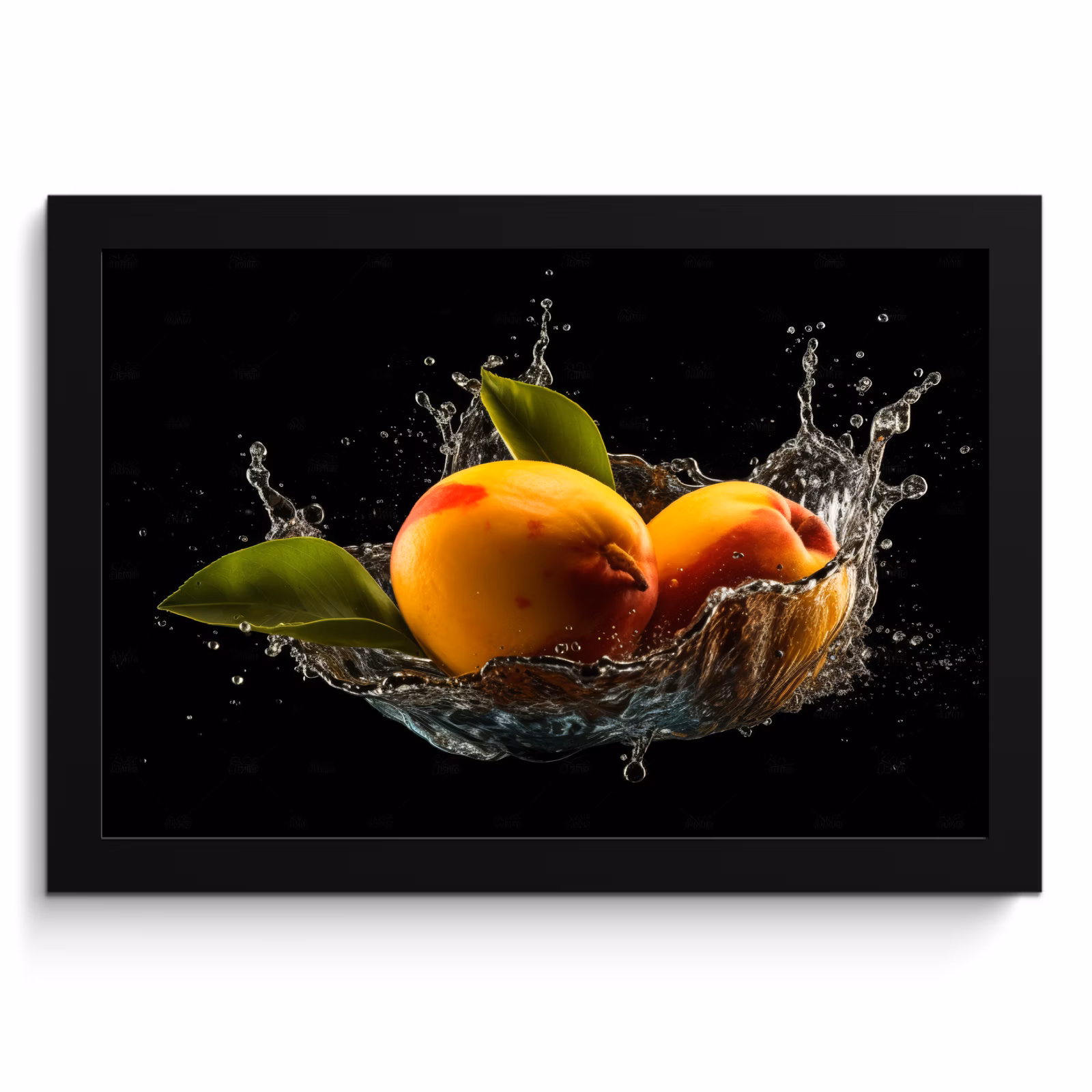 Poster met lijst - Mango - Fruit - Water - Zwart - Bladeren — 1