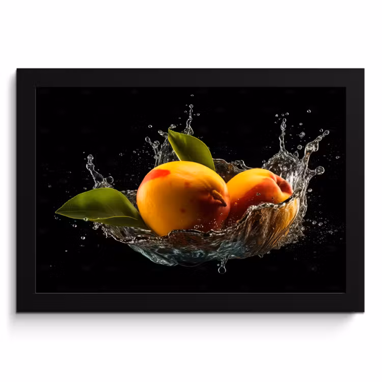 Poster met lijst - Mango - Fruit - Water - Zwart - Bladeren — 1