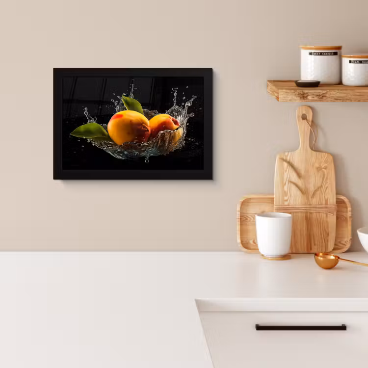Poster met lijst - Mango - Fruit - Water - Zwart - Bladeren — 2