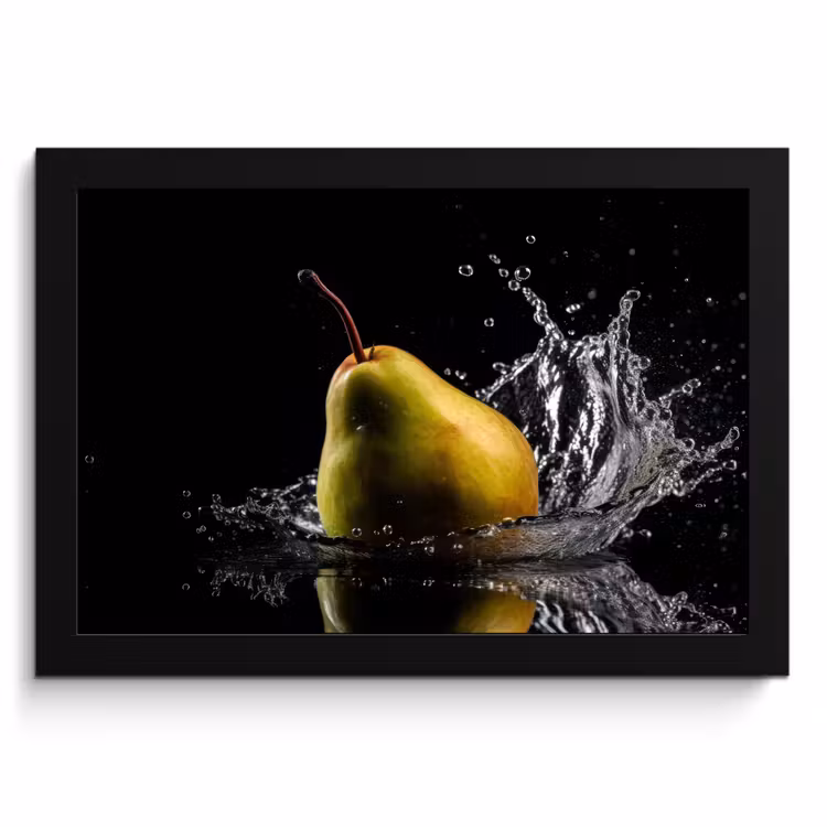 Poster met lijst - Peer - Fruit - Water - Zwart — 1