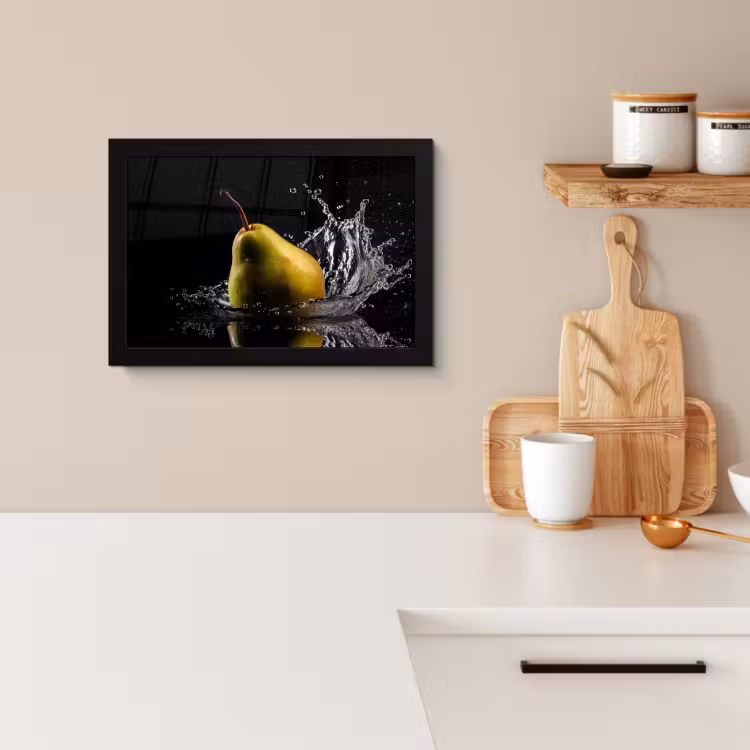 Poster met lijst - Peer - Fruit - Water - Zwart — 2
