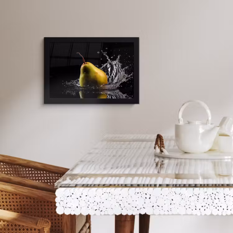 Poster met lijst - Peer - Fruit - Water - Zwart — 3