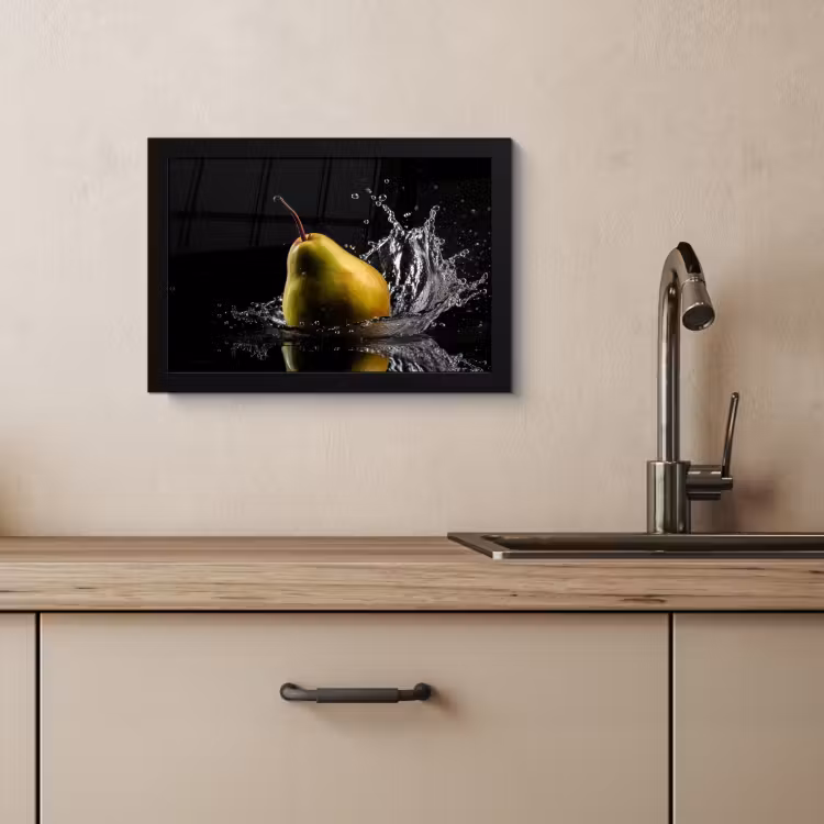 Poster met lijst - Peer - Fruit - Water - Zwart — 4