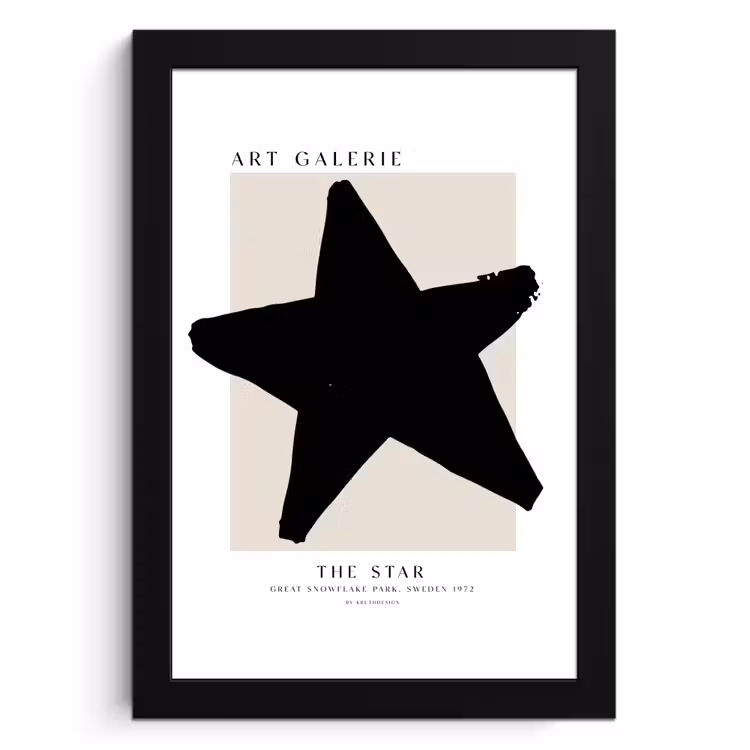 Poster met lijst - Sterren - Zwart - Kerstmis - Feestdagen — 1