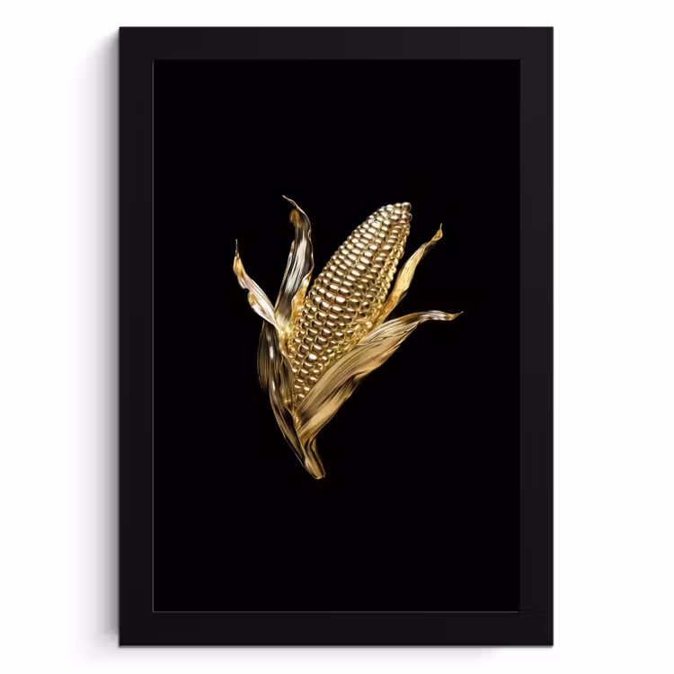 Poster met lijst - Mais - Eten - Goud - Zwart — 1