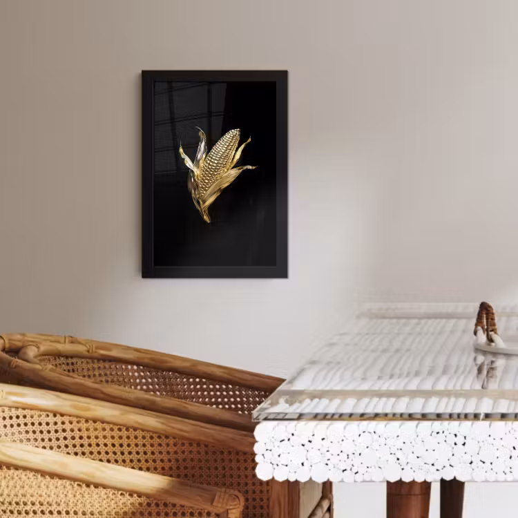 Poster met lijst - Mais - Eten - Goud - Zwart — 3